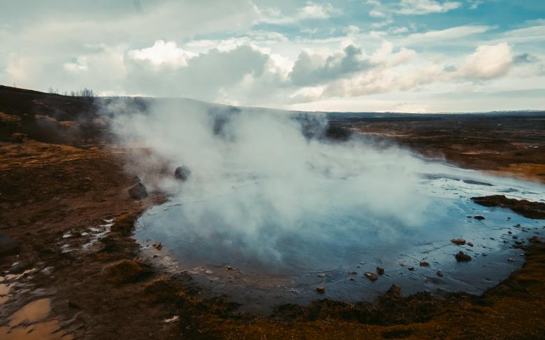 Close-up of a pool with boiling geothermal water at Hveravellir is actually in the heart of Iceland